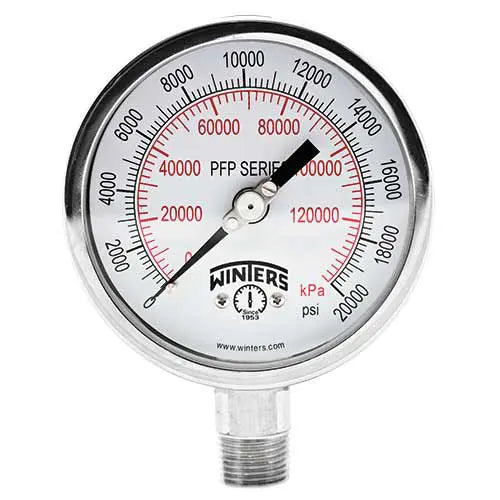 PFP Premium Stainless Steel 2.5" Dial Liquid Filled Pressure Gauge